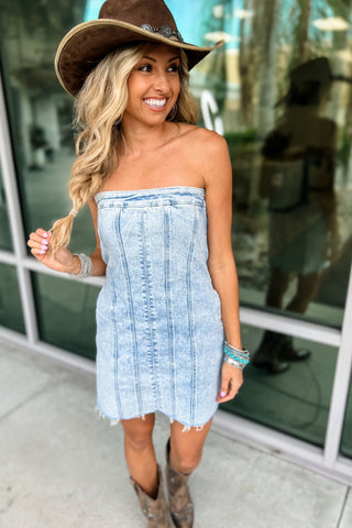 The Daisy Denim Mini Dress - Simply Me Boutique