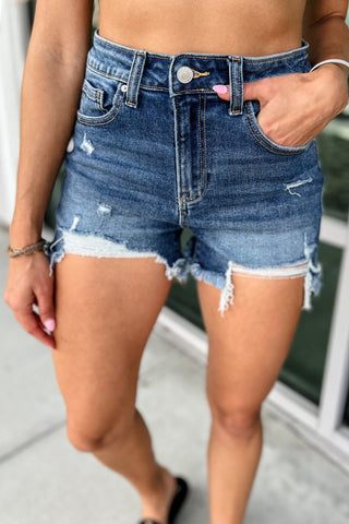 The Delilah Distressed Denim Shorts - Simply Me Boutique