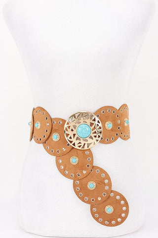 *The Denver Western Vintage Faux Suede Disc Belt - Simply Me Boutique