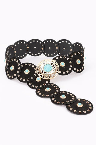 *The Denver Western Vintage Faux Suede Disc Belt - Simply Me Boutique