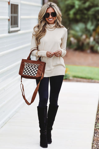 The Downtown Checkered Canvas Tote Bag - Simply Me Boutique