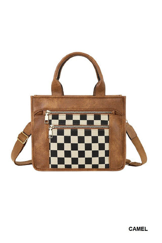 *The Downtown Checkered Canvas Tote Bag - Simply Me Boutique