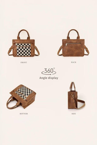 *The Downtown Checkered Canvas Tote Bag - Simply Me Boutique