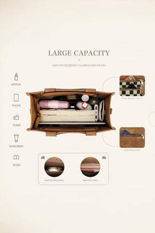 *The Downtown Checkered Canvas Tote Bag - Simply Me Boutique