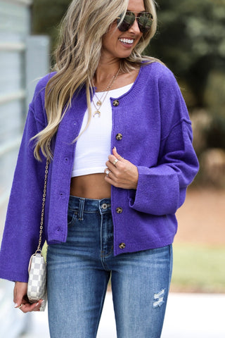The Dream Purple Button Cardigan Sweater - Simply Me Boutique