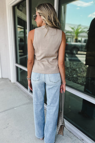 The Element Vest Linen Vest (Lt Mocha) - Simply Me Boutique