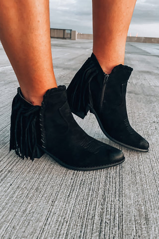 The Fringe Wilder Western Black Booties - Simply Me Boutique