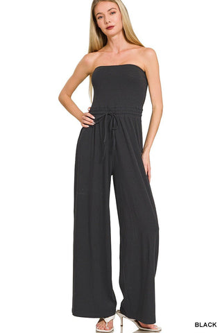 The Go Anywhere Strapless Jumpsuit (Black) - Simply Me Boutique
