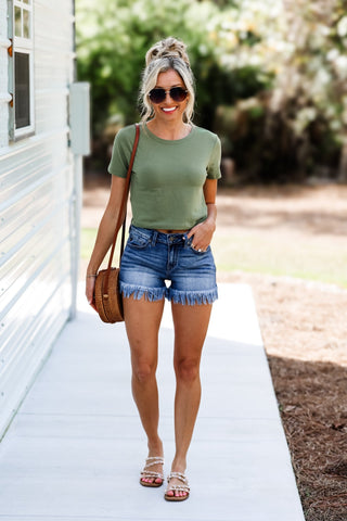 The Go - To Cropped Tee (Light Olive) - Simply Me Boutique