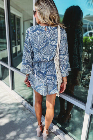 The Island Edit Blue Grey Romper - Simply Me Boutique