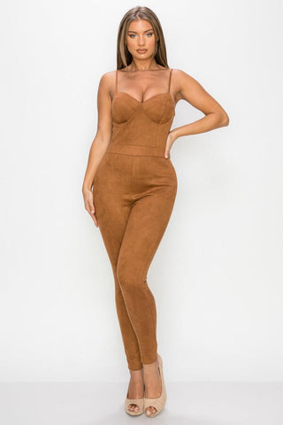 The Josie Sweetheart Suede Jumpsuit - Simply Me Boutique