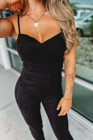 The Josie Sweetheart Suede Jumpsuit - Simply Me Boutique