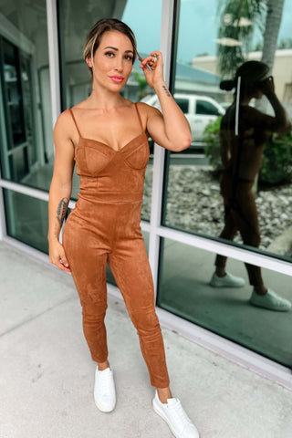 The Josie Sweetheart Suede Jumpsuit - Simply Me Boutique