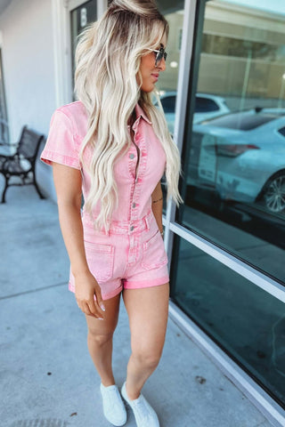 The Kelly Denim Romper 4 COLORS! - Simply Me Boutique