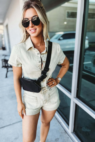The Kelly Denim Romper 4 COLORS! - Simply Me Boutique