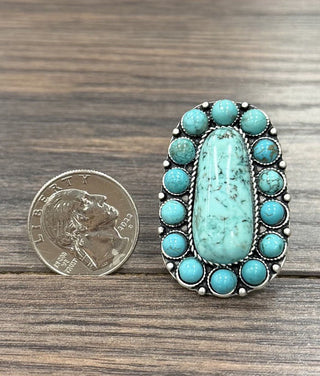 The Large Wanderer Western Turquoise Adjustable Ring - Simply Me Boutique
