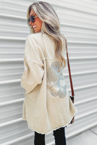 The Lennon Oversized Skull Jacket (Beige) - Simply Me Boutique