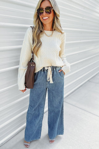 The Lettie Wide Leg Denim Pants - Simply Me Boutique