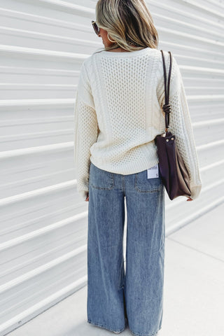 The Lettie Wide Leg Denim Pants - Simply Me Boutique