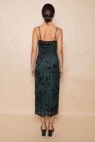 The Moonlit Evergreen Velvet Midi Lace Dress - Simply Me Boutique