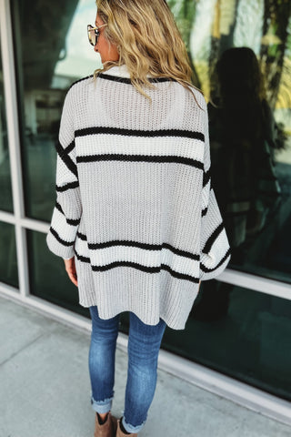 The Next Adventure Grey Striped Cardigan - Simply Me Boutique