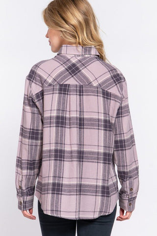 The Perfect Storm Plaid Shirt Mauve - Simply Me Boutique