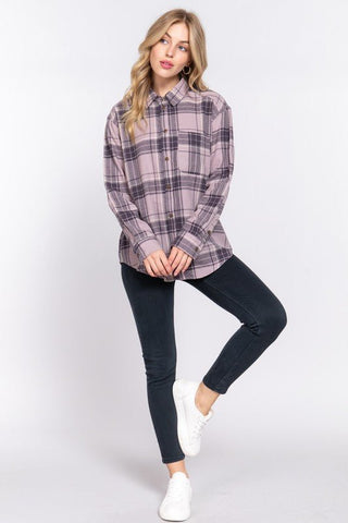 The Perfect Storm Plaid Shirt Mauve - Simply Me Boutique