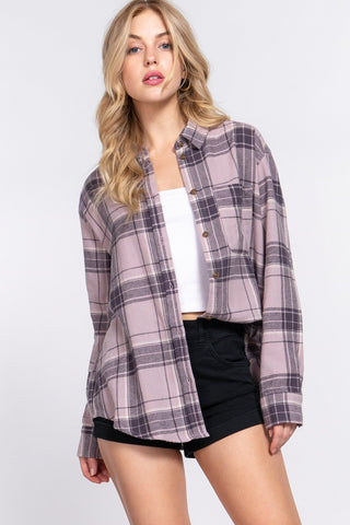 The Perfect Storm Plaid Shirt Mauve - Simply Me Boutique