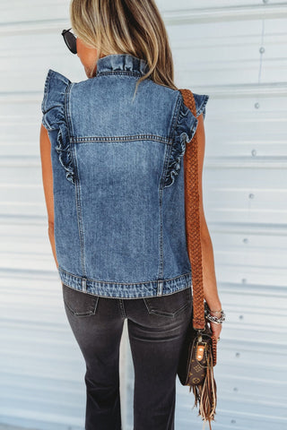 The Rylee Ruffle Denim Vest - Simply Me Boutique