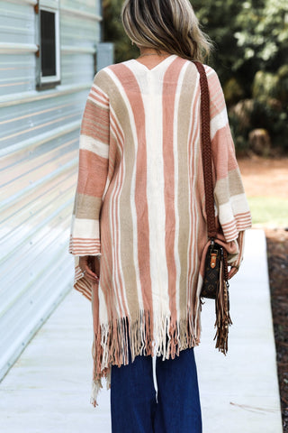 The Sawyer Striped Fringe Wrap - Simply Me Boutique