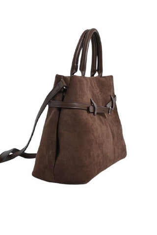 The Signature Suede Tote - Chocolate - Simply Me Boutique