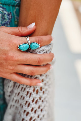 The Turquoise Blue Moon Adjustable Ring - Simply Me Boutique