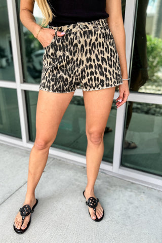 The Wild Side Leopard Denim Shorts - Simply Me Boutique