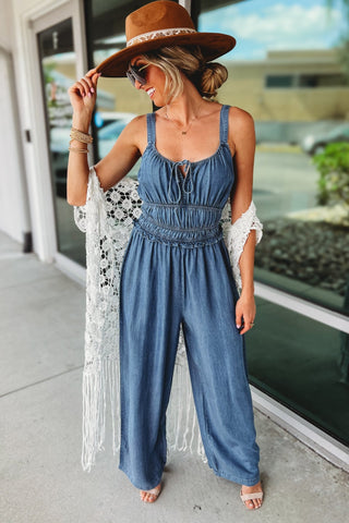 Things We Say Front Tie Tencel Jumpsuit - Simply Me Boutique