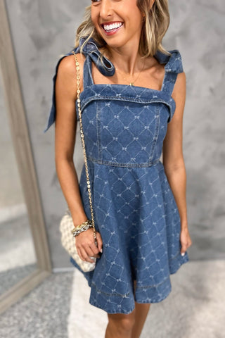 Tied with Love Bow Denim Dress - Simply Me Boutique