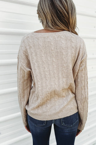 Timeless Comfort Beige Cable Knit Sweater - Simply Me Boutique