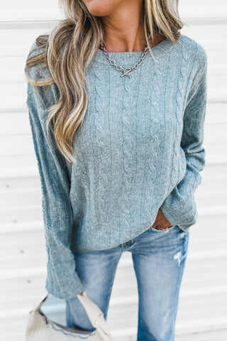 Timeless Comfort Blue Cable Knit Sweater - Simply Me Boutique