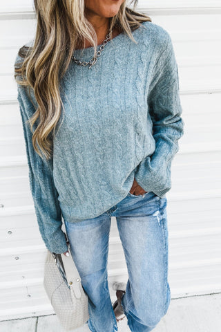 Timeless Comfort Blue Cable Knit Sweater - Simply Me Boutique