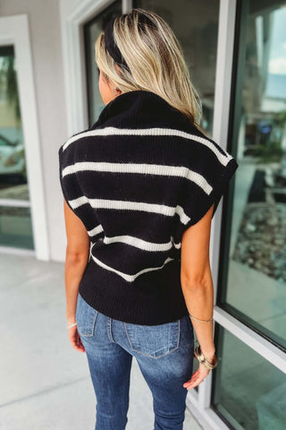 Timeless Style Black Striped Sweater Vest - Simply Me Boutique