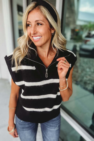 Timeless Style Black Striped Sweater Vest - Simply Me Boutique