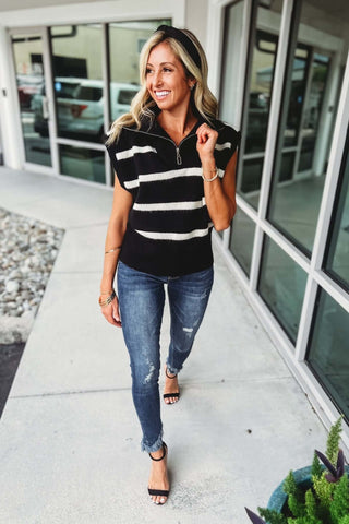 Timeless Style Black Striped Sweater Vest - Simply Me Boutique