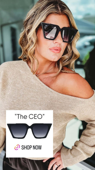 TOPFOXX Megan Hannigan CEO Black Sunglasses - Simply Me Boutique