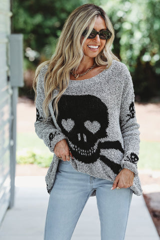 Toxic Ways Skull Grey Sweater - Simply Me Boutique