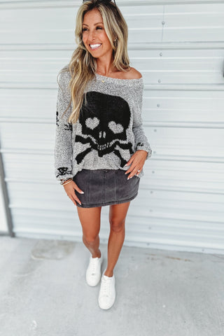 Toxic Ways Skull Grey Sweater - Simply Me Boutique