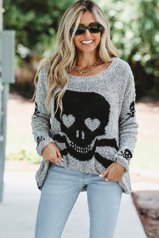 Toxic Ways Skull Grey Sweater - Simply Me Boutique