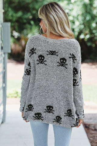 Toxic Ways Skull Grey Sweater - Simply Me Boutique