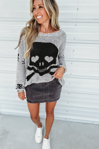 Toxic Ways Skull Grey Sweater - Simply Me Boutique