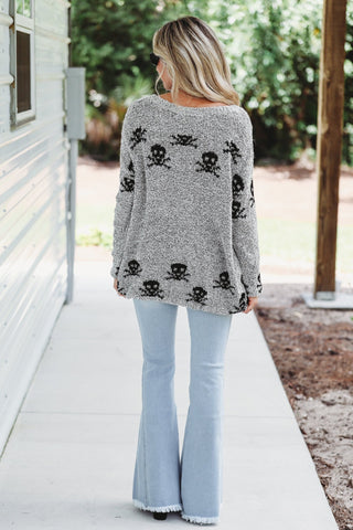 Toxic Ways Skull Grey Sweater - Simply Me Boutique