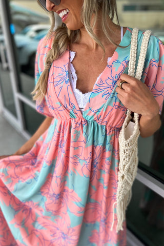 Tropical Breeze Aqua Maxi Dress - Simply Me Boutique