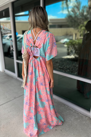 Tropical Breeze Aqua Maxi Dress - Simply Me Boutique